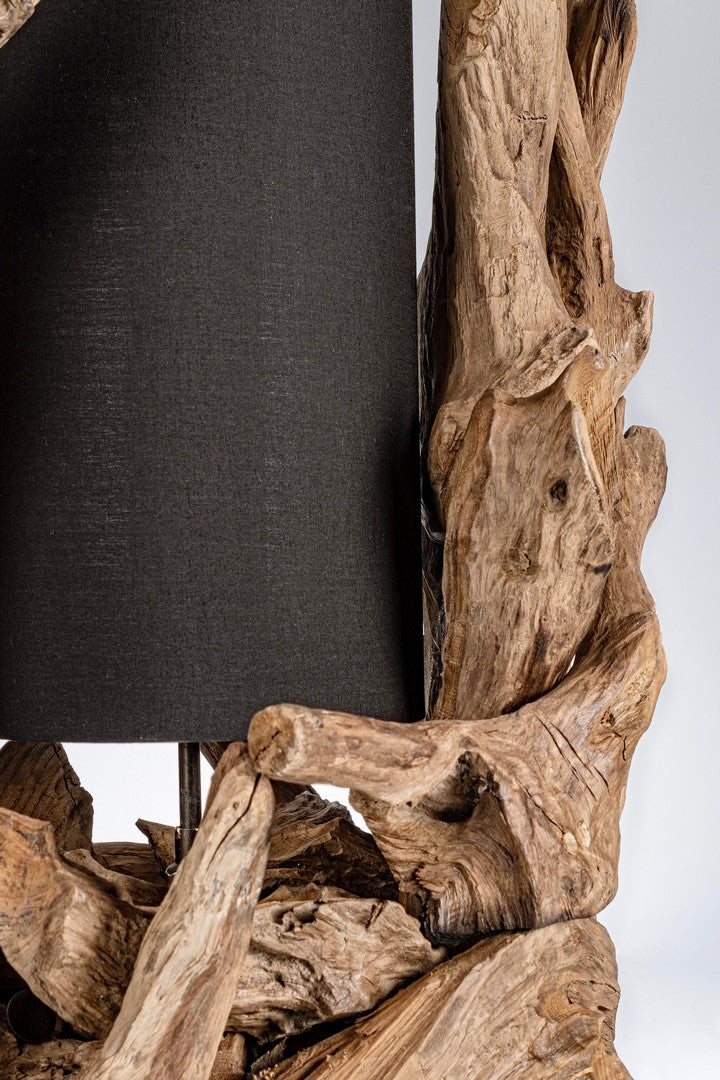 Lampă De Masă Naturală Neagră Din Lemn Teak, Bion Black Bizzotto - Imagine 2