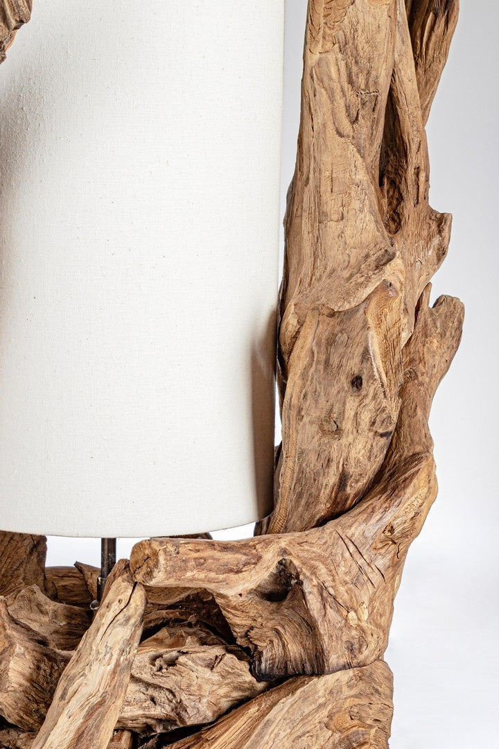 Lampă De Masă Naturală Din Lemn Teak Recondiționat, Bion White Bizzotto - Imagine 2