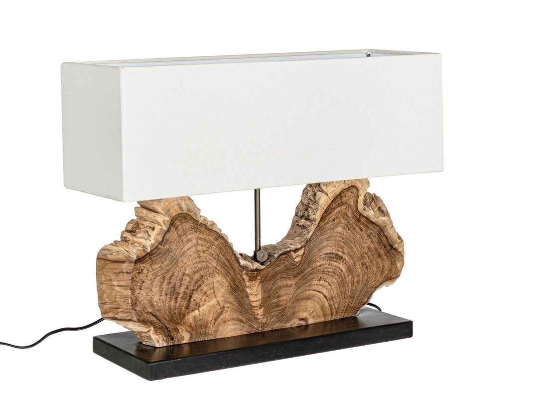 Lampă De Masă Naturală Lemn Teak, Naga White Bizzotto - Imagine 1