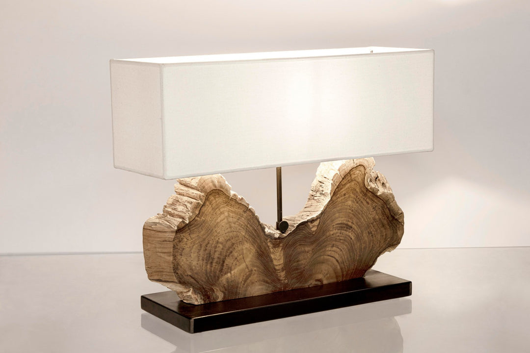 Lampă De Masă Naturală Lemn Teak, Naga White Bizzotto - Imagine 3