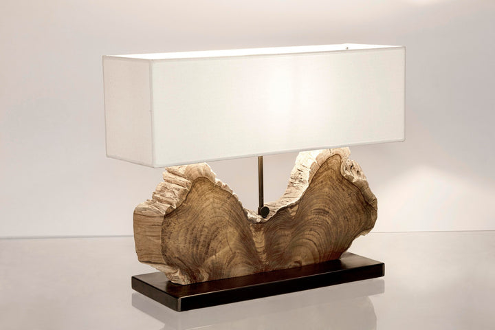 Lampă De Masă Naturală Lemn Teak, Naga White Bizzotto - Imagine 3