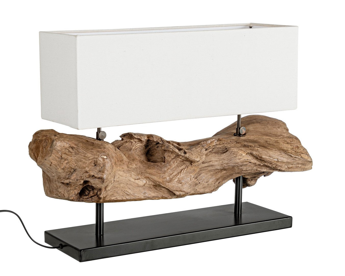 Lampă De Masă Naturală Cu Lemn Teak Recondiționat, Kleta White Bizzotto - Imagine 1