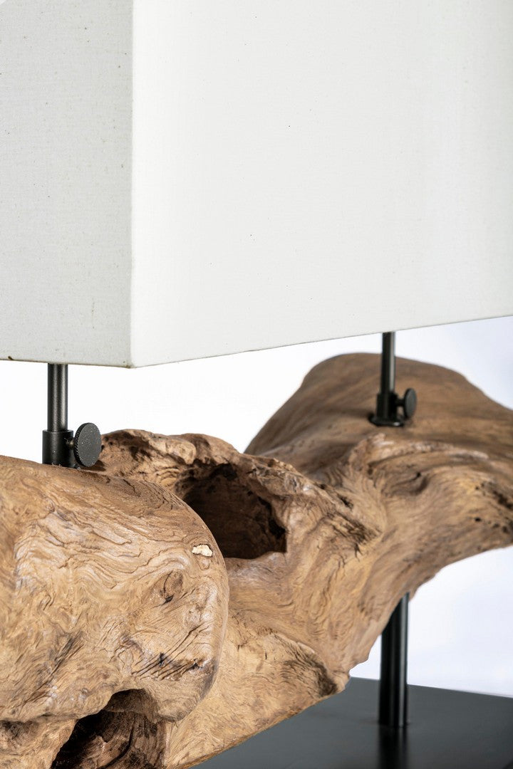 Lampă De Masă Naturală Cu Lemn Teak Recondiționat, Kleta White Bizzotto - Imagine 2