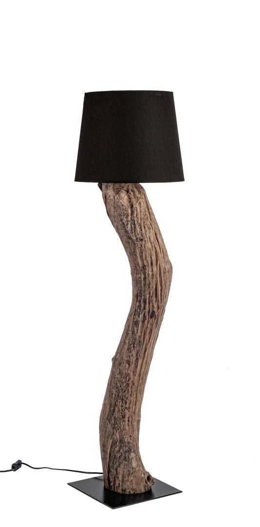 Lampă De Podea Naturală Din Lemn Teak Recondiționat, Kleta Black Bizzotto - Imagine 1