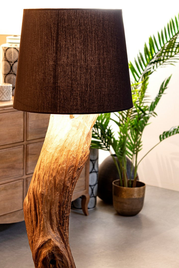 Lampă De Podea Naturală Din Lemn Teak Recondiționat, Kleta Black Bizzotto - Imagine 3