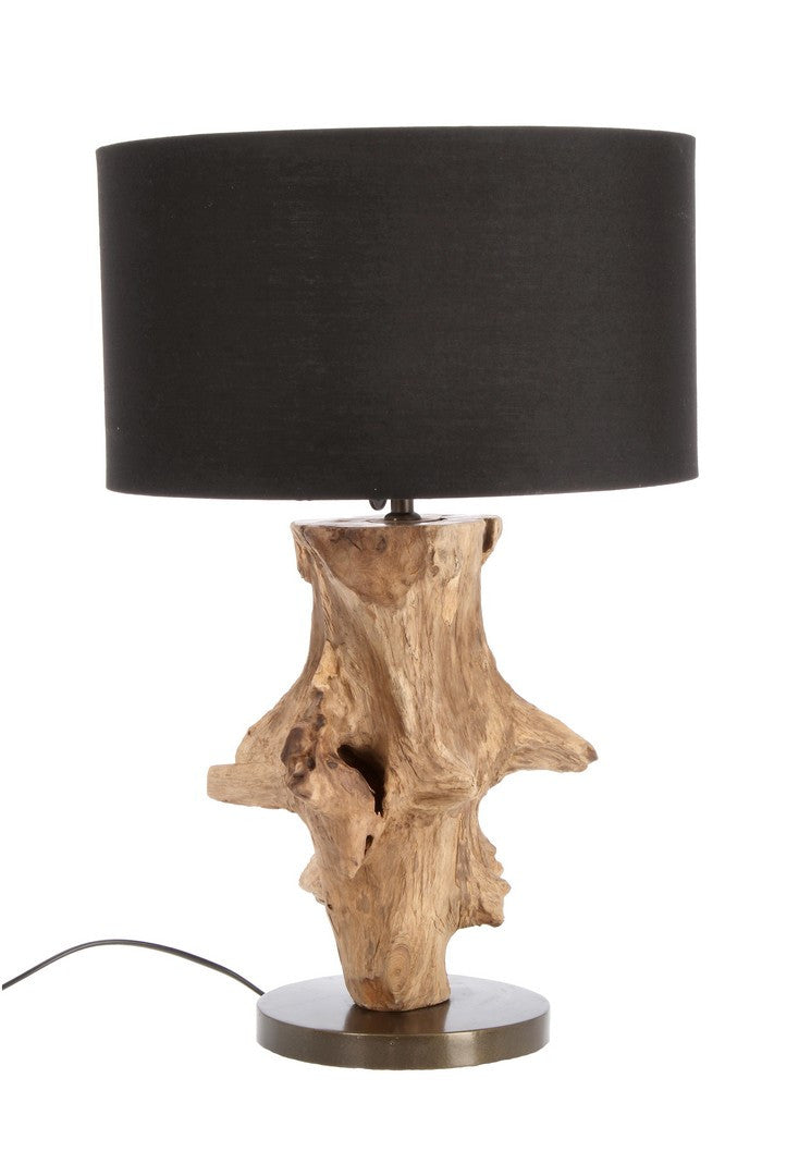 Lampă De Masă Naturală Cu Abajur Negru, ESROOTS Bizzotto - Imagine 1