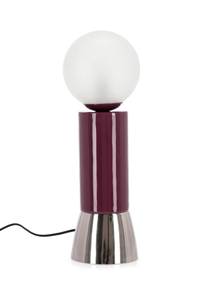 Lampă De Masă Eclectică Metal Și Sticlă, Malton Silver Red Bizzotto - Imagine 1