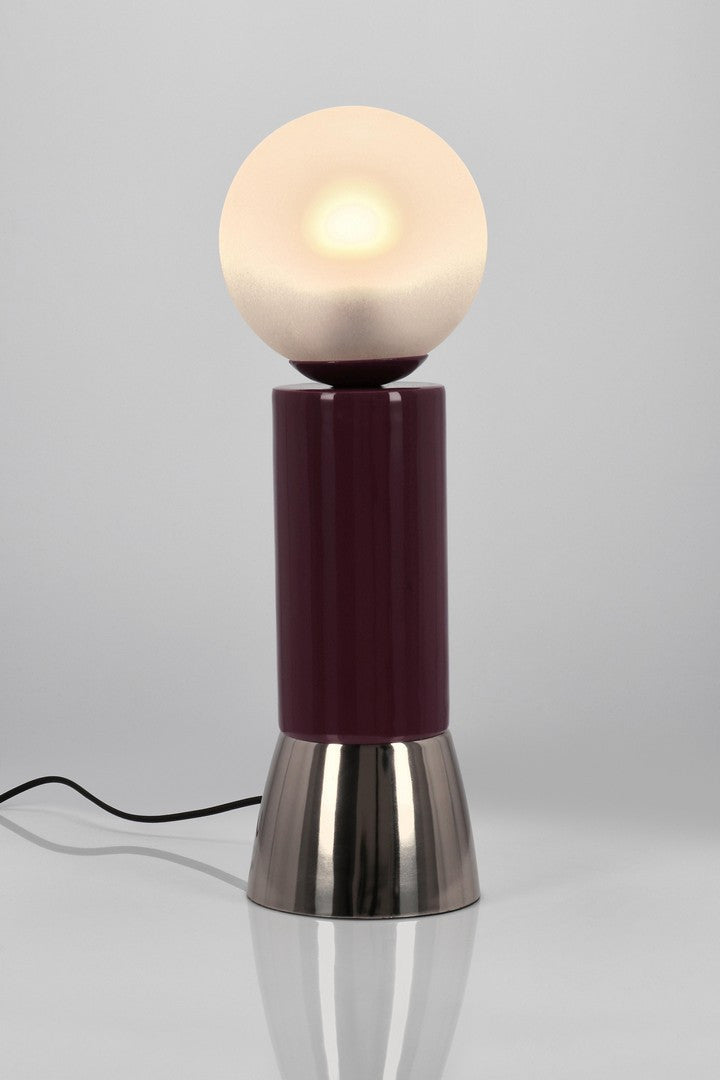 Lampă De Masă Eclectică Metal Și Sticlă, Malton Silver Red Bizzotto - Imagine 3