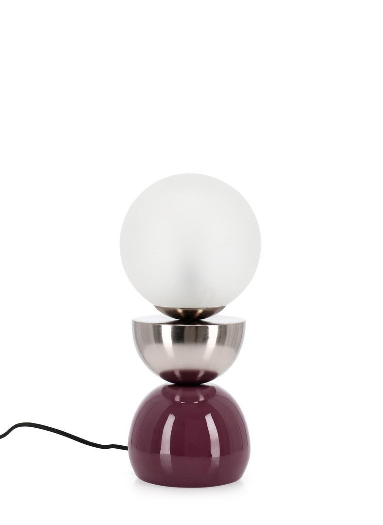 Lampă De Masă Eclectică Metal Și Sticlă, Malton Silver Red Bizzotto - Imagine 1