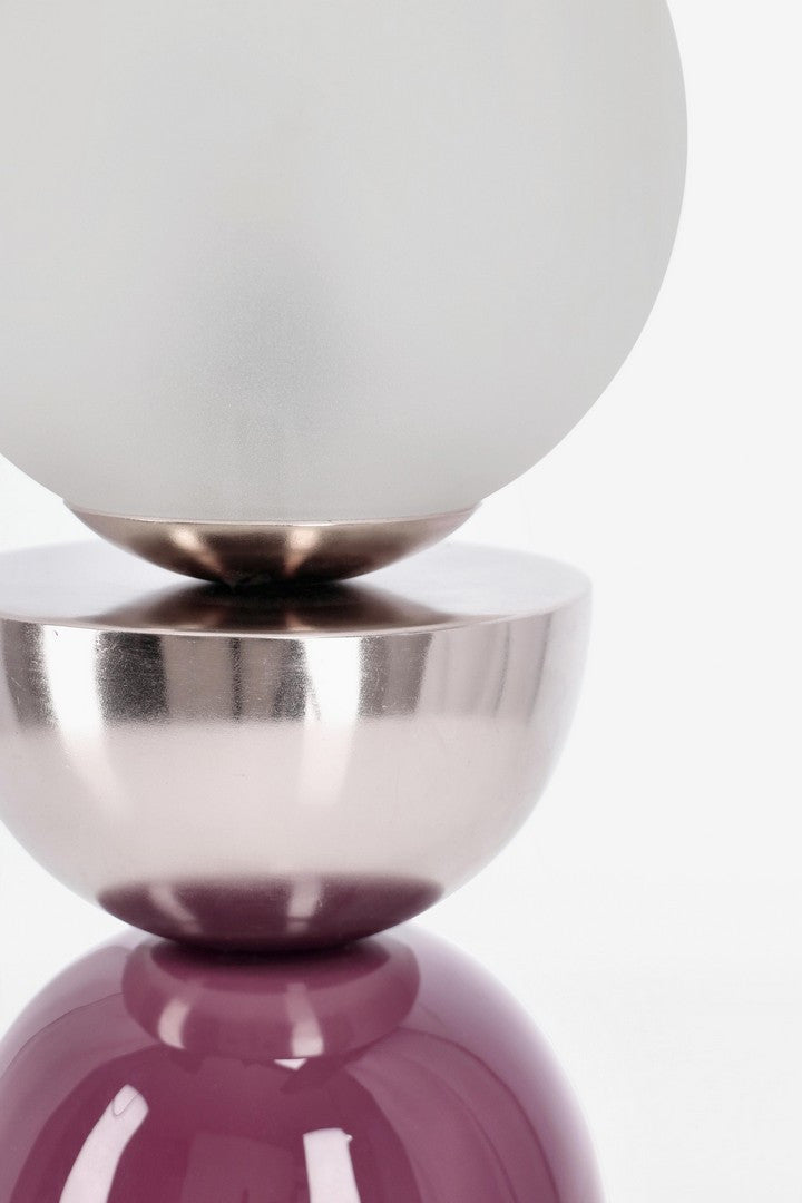 Lampă De Masă Eclectică Metal Și Sticlă, Malton Silver Red Bizzotto - Imagine 2