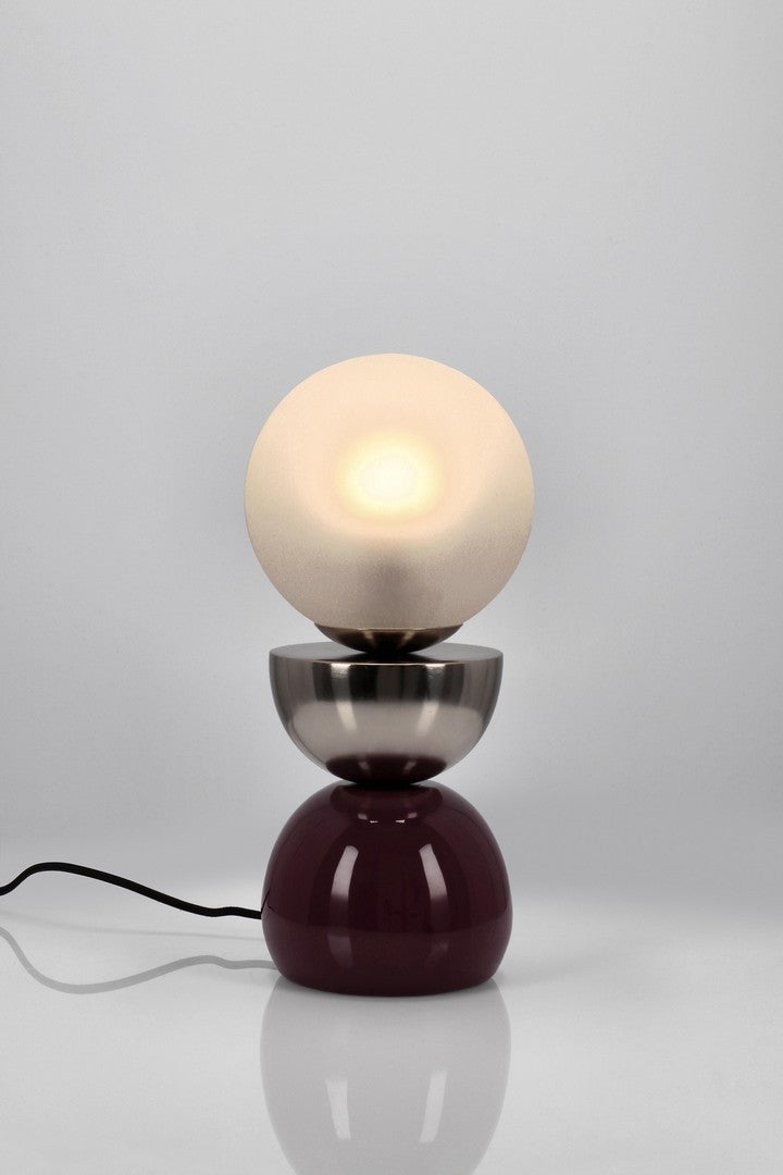 Lampă De Masă Eclectică Metal Și Sticlă, Malton Silver Red Bizzotto - Imagine 3