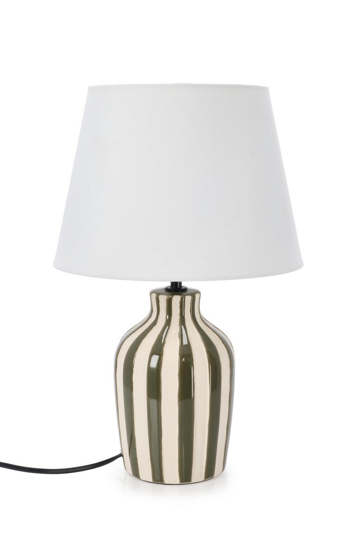 Lampă De Masă Ceramică Verde, Falyn Lines Bizzotto - Imagine 1
