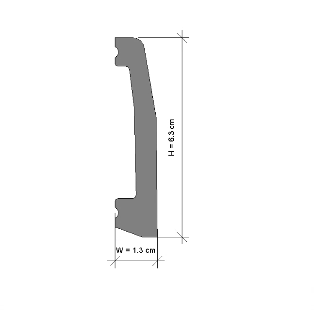 Plinta decorativa din polimer rigid L2 - 6.3x1.3x200 cm