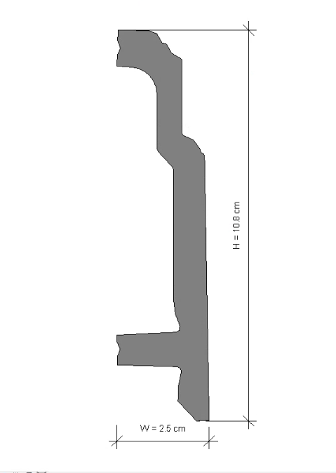 Plinta decorativa din polimer rigid L8 - 10.8x2.5x240 cm