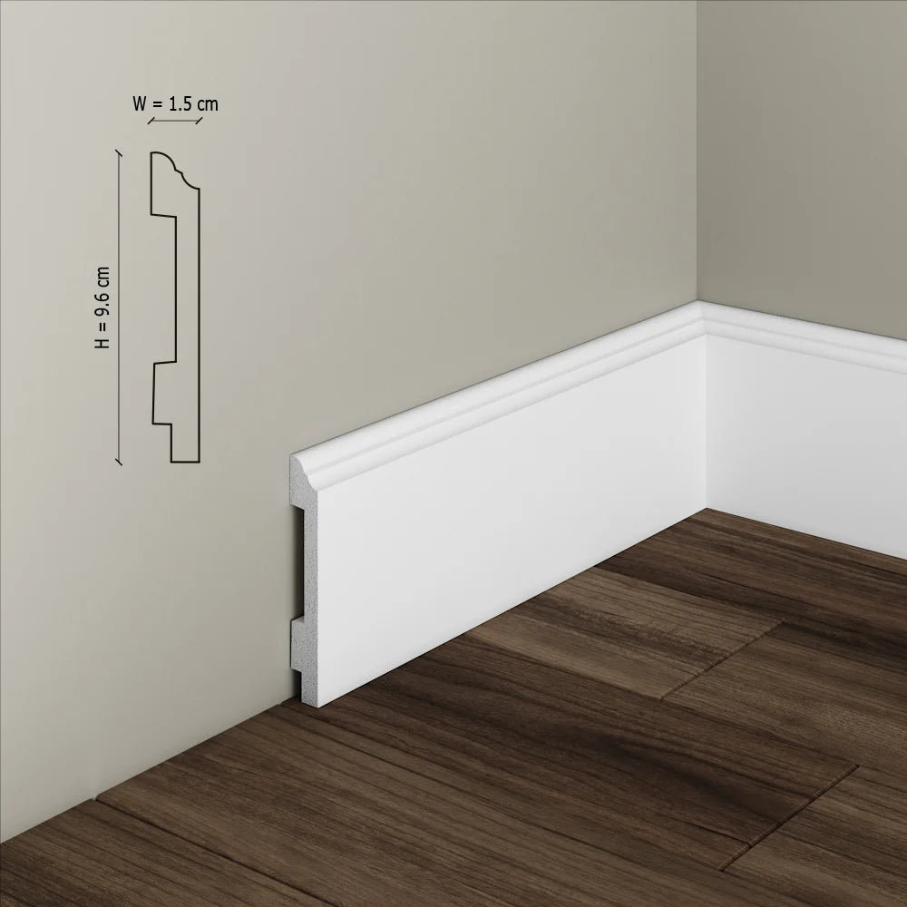 Plinta decorativa din polimer rigid S18 - 9.5x1.4x200 cm