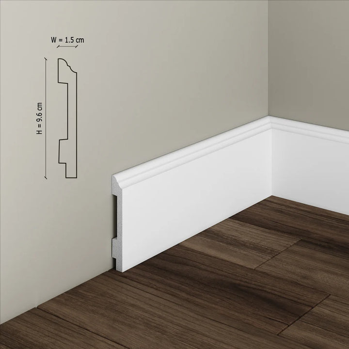 Plinta decorativa din polimer rigid S18 - 9.5x1.4x200 cm