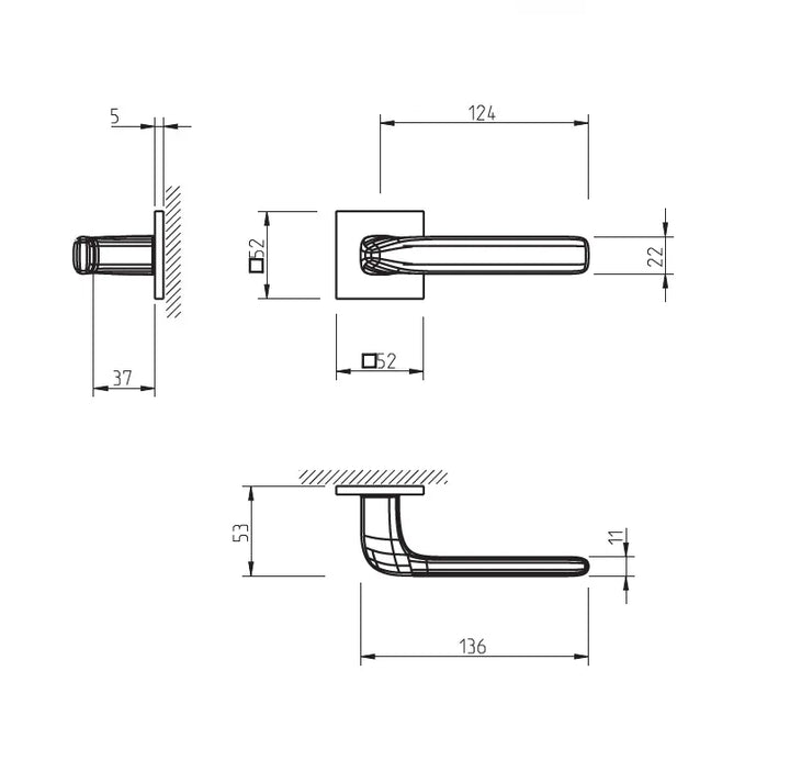Maner usa crom satinat, 4162 5SQ Tupai