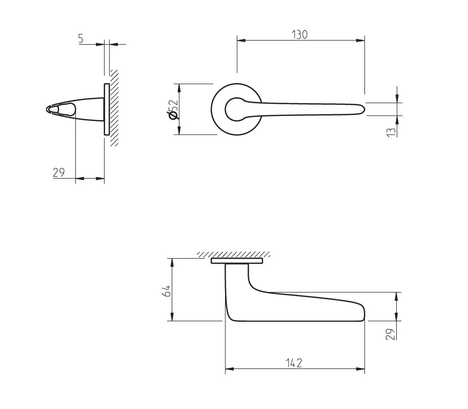 Maner usa crom satinat, 4164 5S Tupai