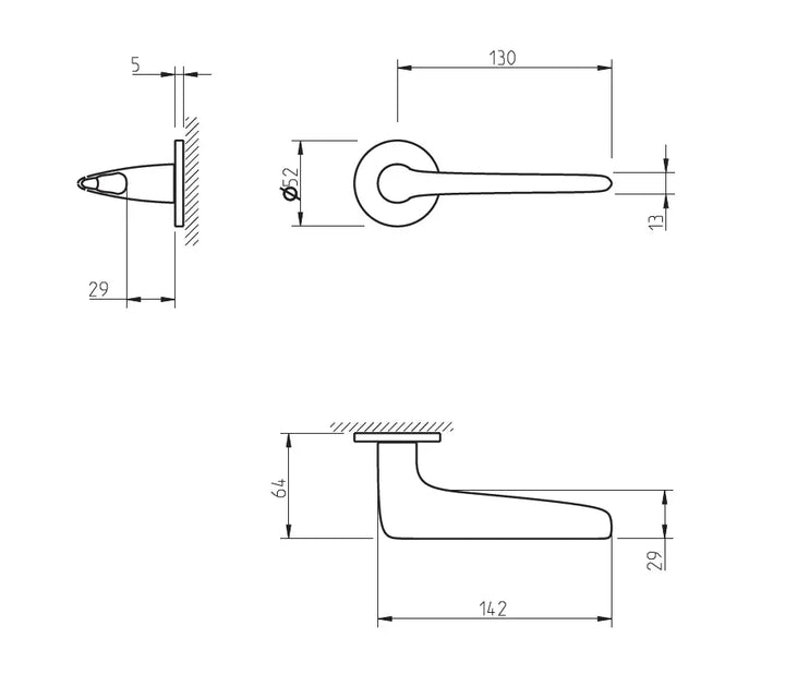 Maner usa crom satinat, 4164 5S Tupai