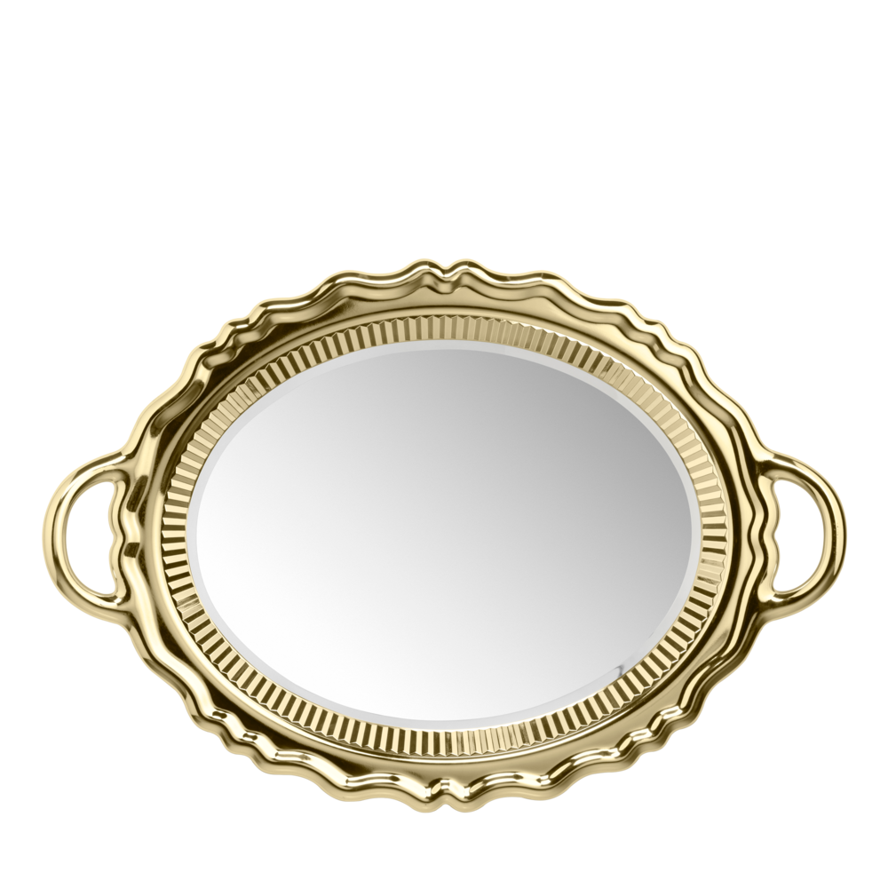 Oglindă multifuncțională Plateau Miroir Metal Finish Gold, Qeeboo