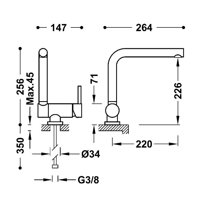 Baterie Lavoar Inox Mat Folding Kitchen Taps Tres 030335AC