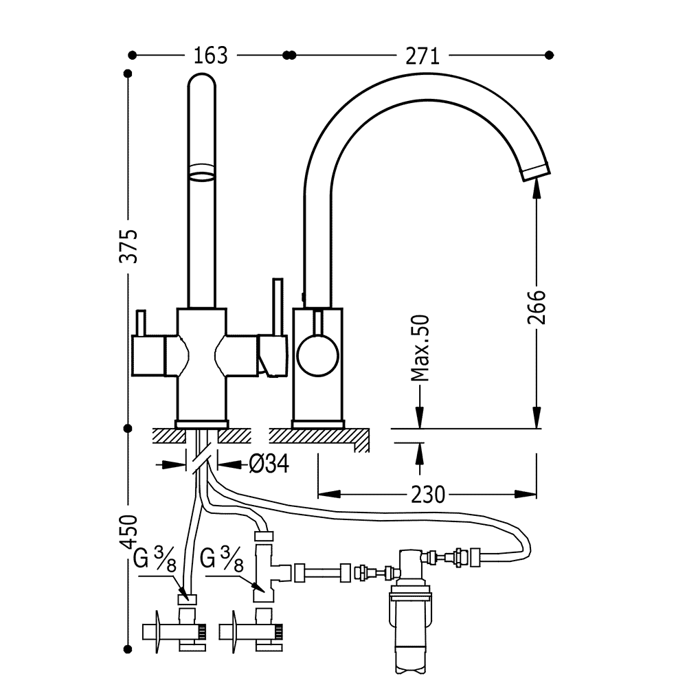 Baterie Crom Tres Chlorine Free kitchen Taps 03035501