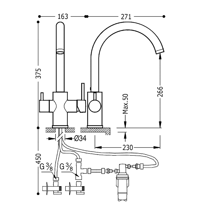 Baterie Crom Tres Chlorine Free kitchen Taps 03035501