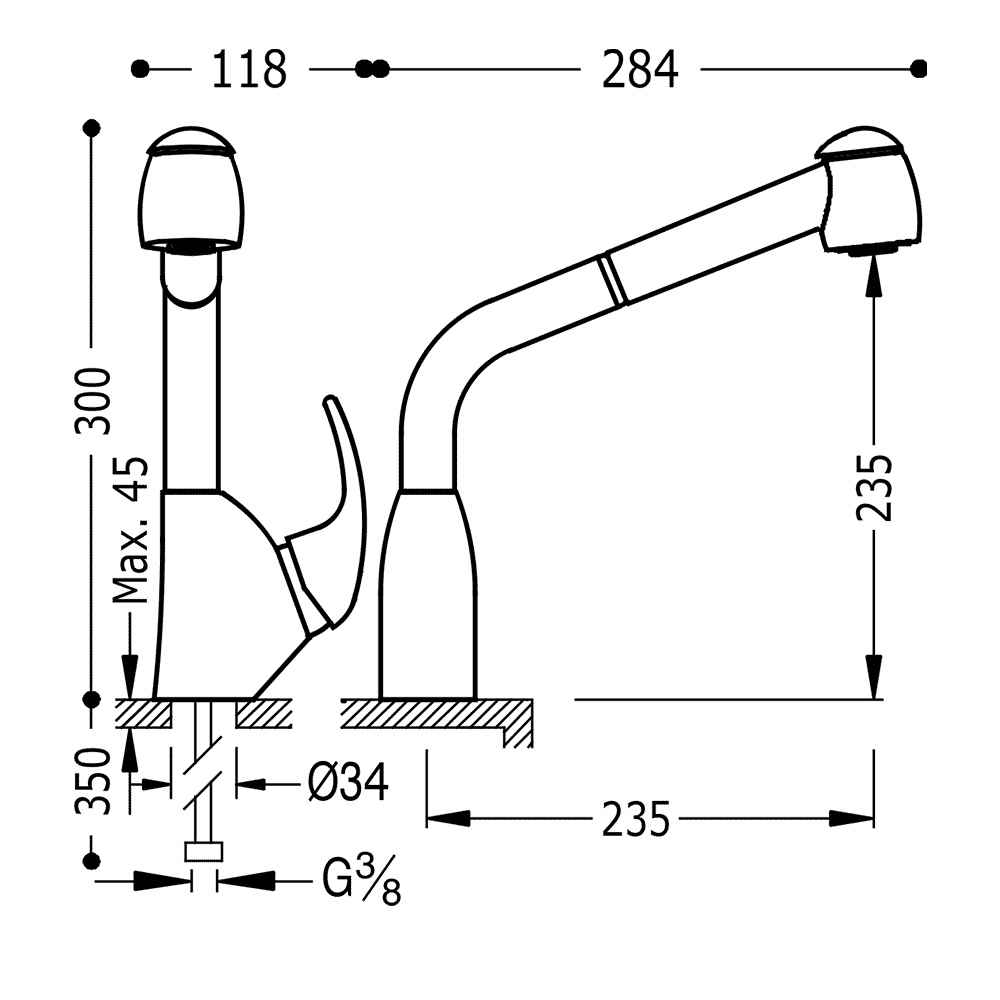 Baterie Lavoar Crom Extendable Hose Tres 03044401