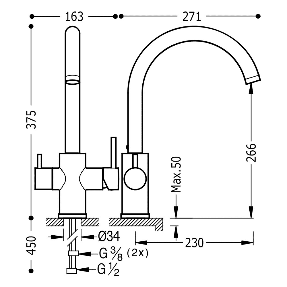 Baterie Tres Crom Chlorine Free kitchen Taps 03045501