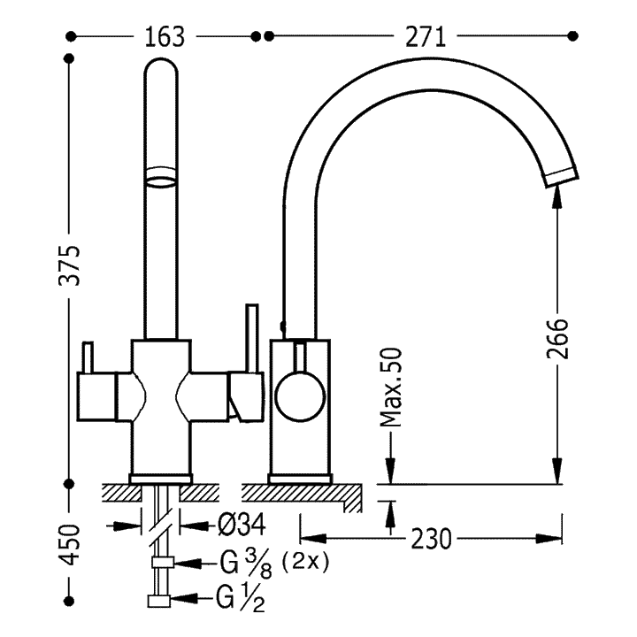 Baterie Tres Crom Chlorine Free kitchen Taps 03045501