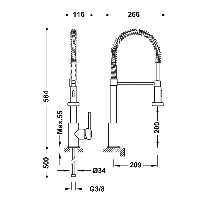 Baterie Lavoar Crom Industrial Kitchen Taps Tres 03049301