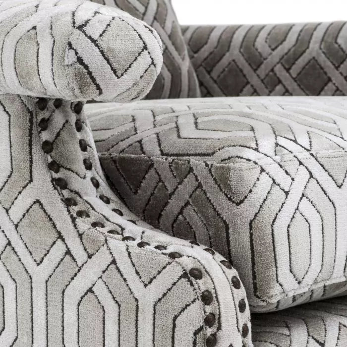 Fotoliu Goldoni Trellis Grey Velvet Black 110863, Eichholtz