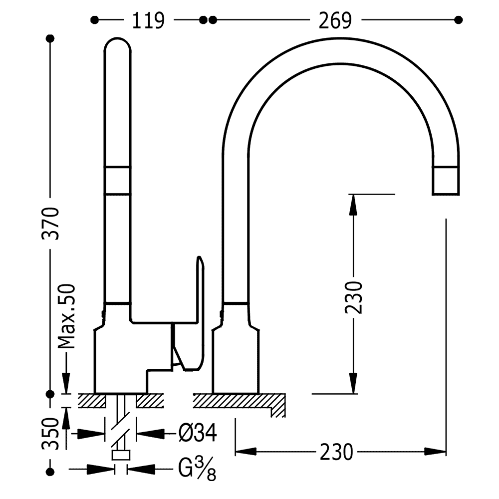 Baterie Lavoar Crom Extendable Hose Tres 114444