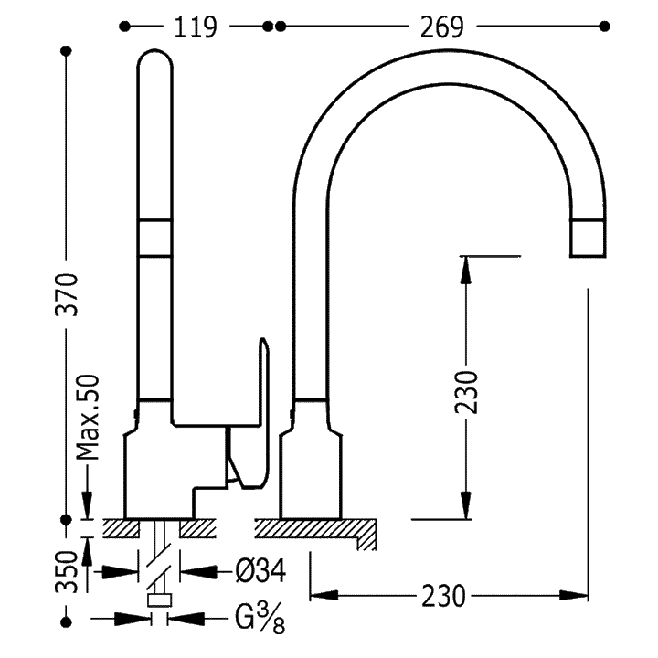 Baterie Lavoar Crom Extendable Hose Tres 114444