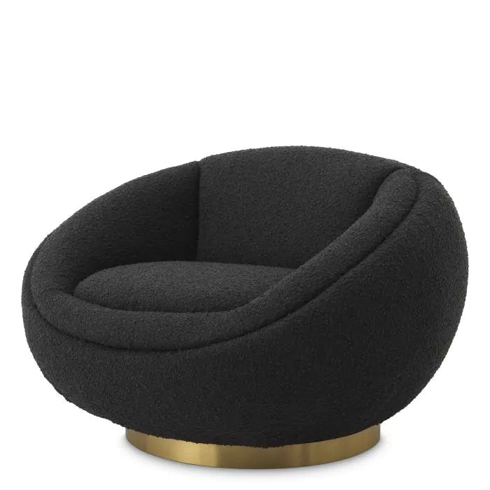 Fotoliu Pivotant Bollinger Boucle Black 115780, Eichholtz