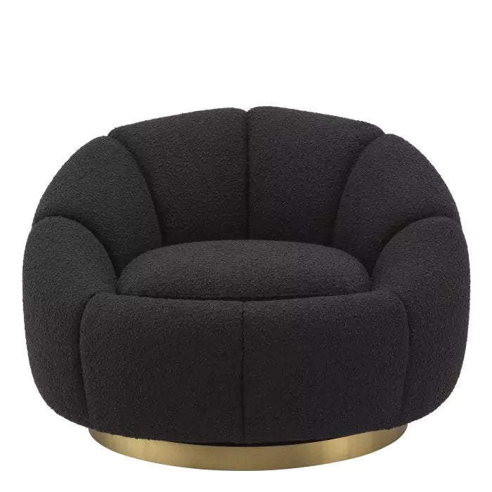 Fotoliu Pivotant Inger Boucle Black 116617, Eichholtz