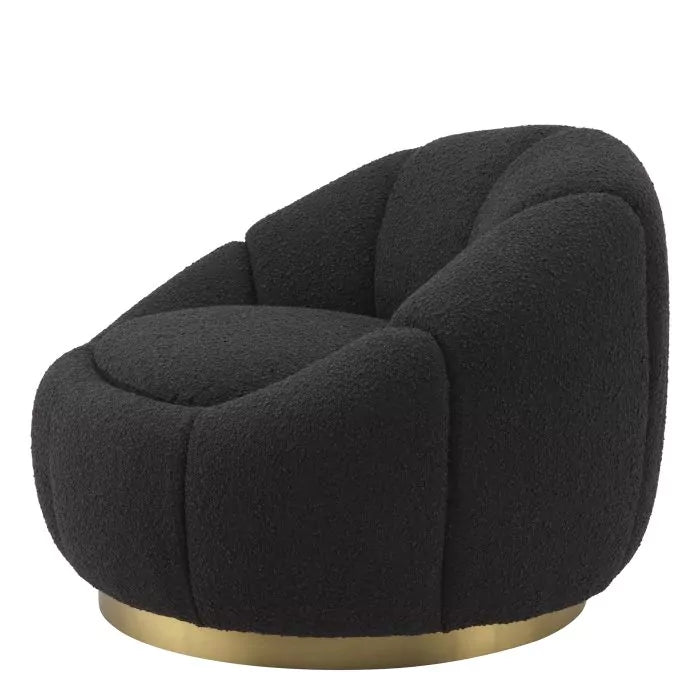 Fotoliu Pivotant Inger Boucle Black 116617, Eichholtz