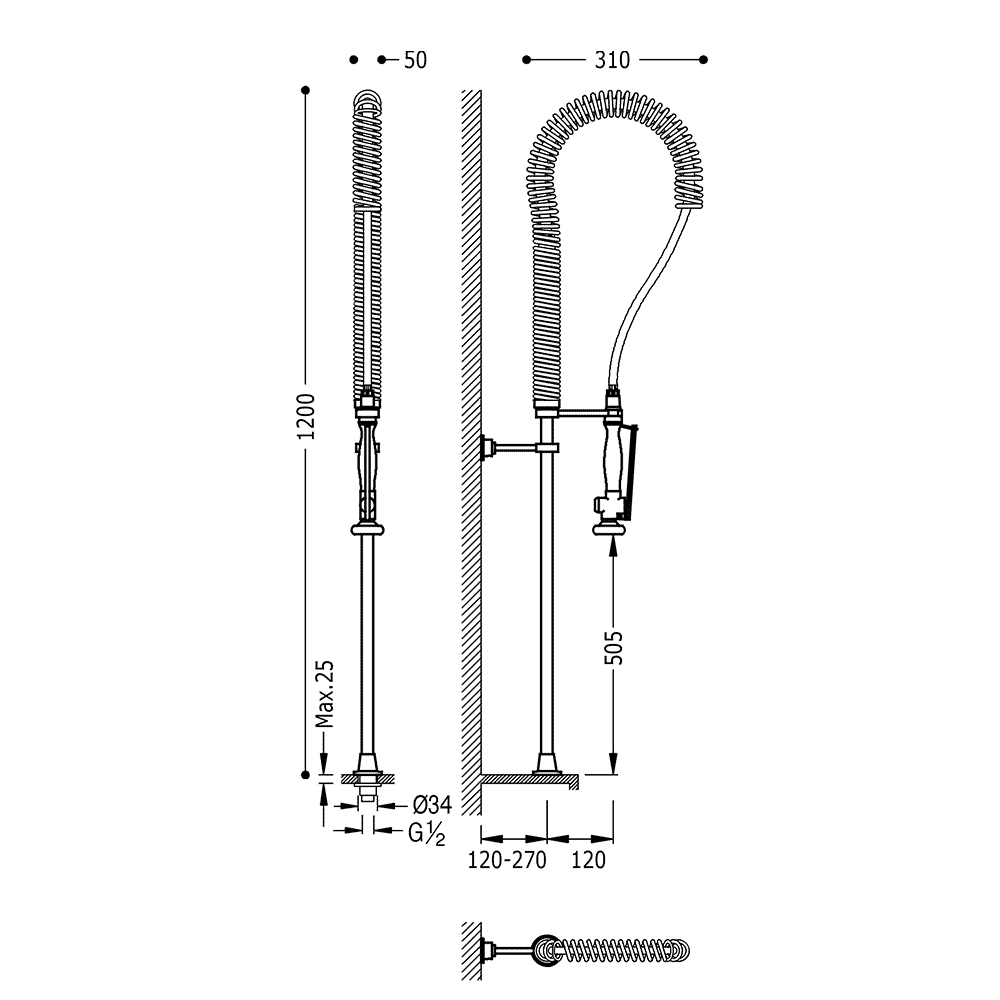 Baterie Lavoar Crom Industrial Kitchen Taps Tres 130481