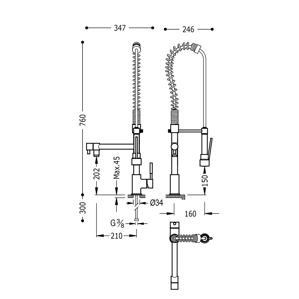 Baterie Lavoar Crom Industrial Kitchen Taps Tres 130495