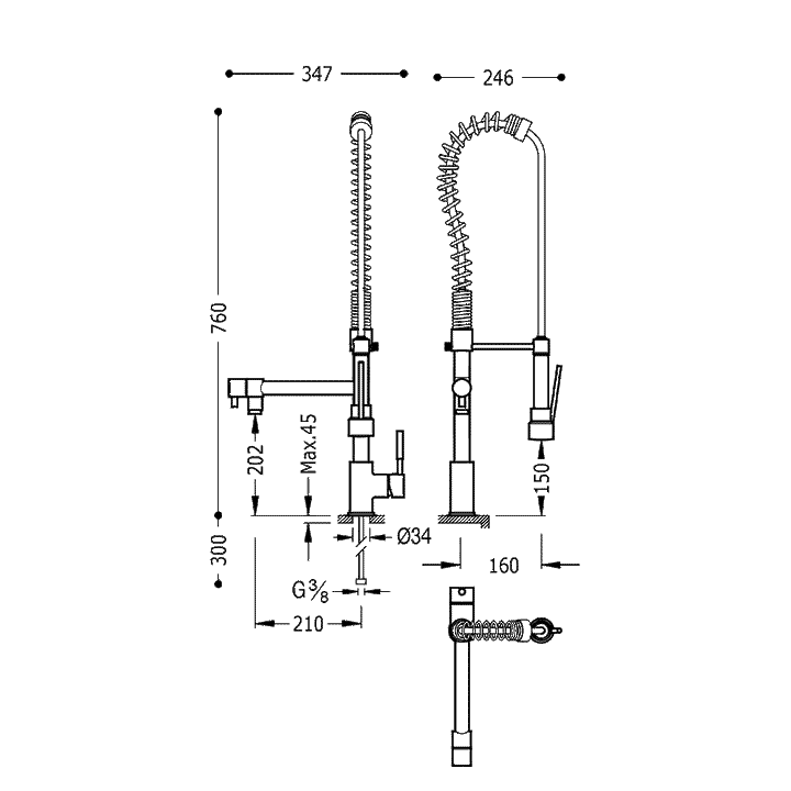 Baterie Lavoar Crom Industrial Kitchen Taps Tres 130495