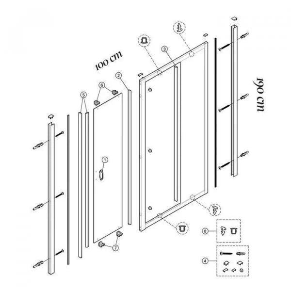 Ușă Duș Culisantă X1A 100 x 190 cm Formată Din Două Elemente 140401, Huppe