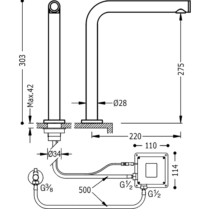 Baterie Lavoar Crom Electronic Kitchen Taps Tres 161445