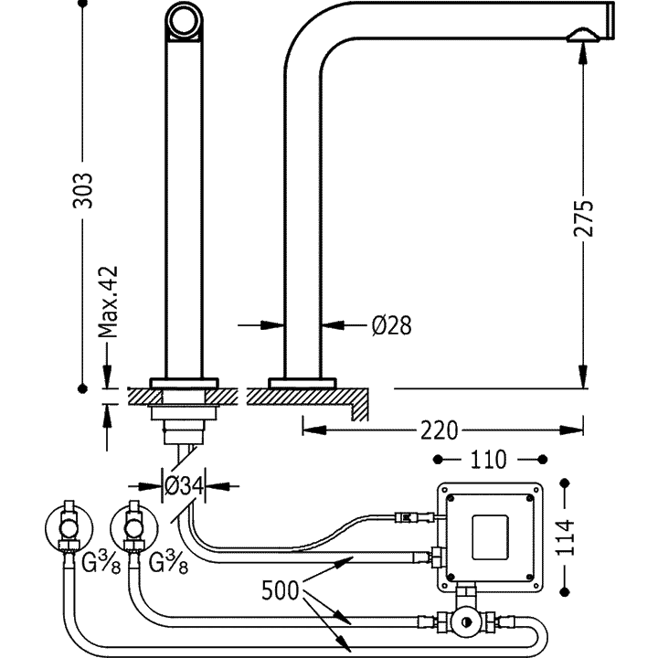 Baterie Lavoar Crom Electronic Kitchen Taps Tres 161446