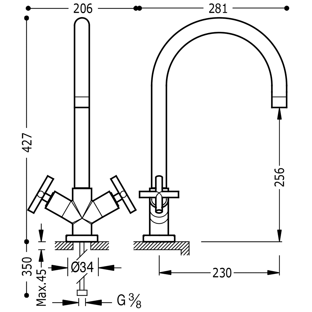 Baterie Lavoar Crom Dual-Control Kitchen Taps Tres 163333