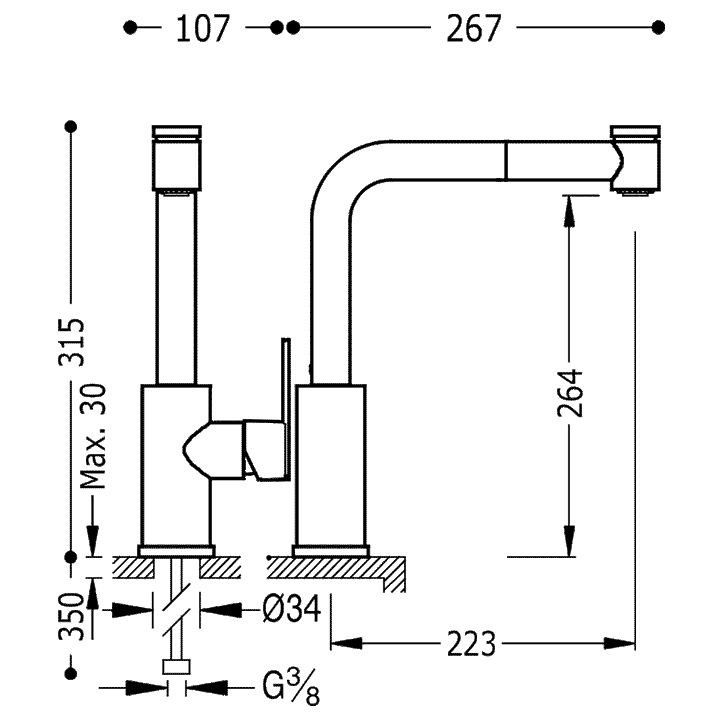 Baterie Lavoar Crom Extendable Hose Tres 181438