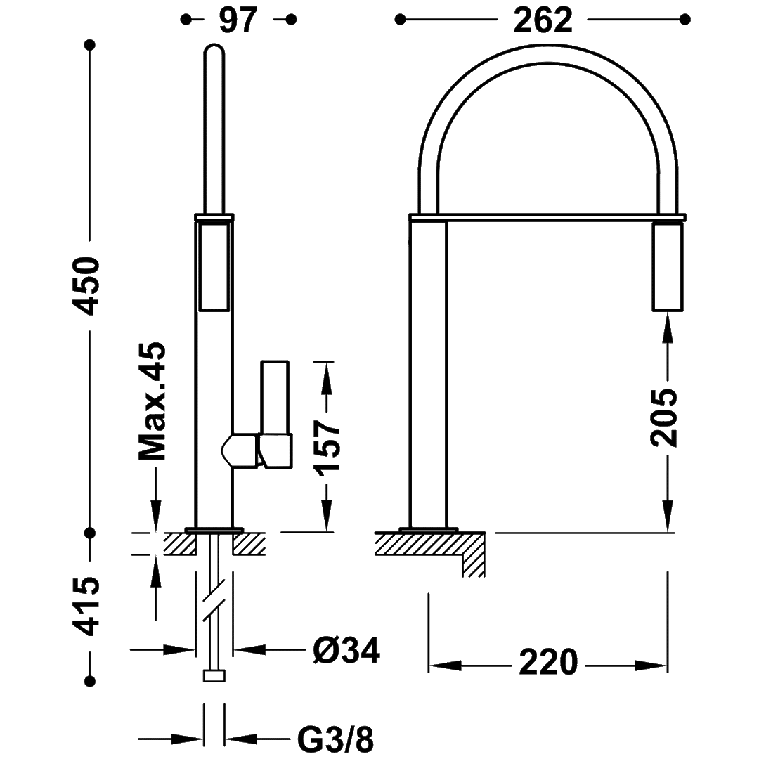 Baterie Lavoar Negru Mat Flexible Hose Tres 20548702NM