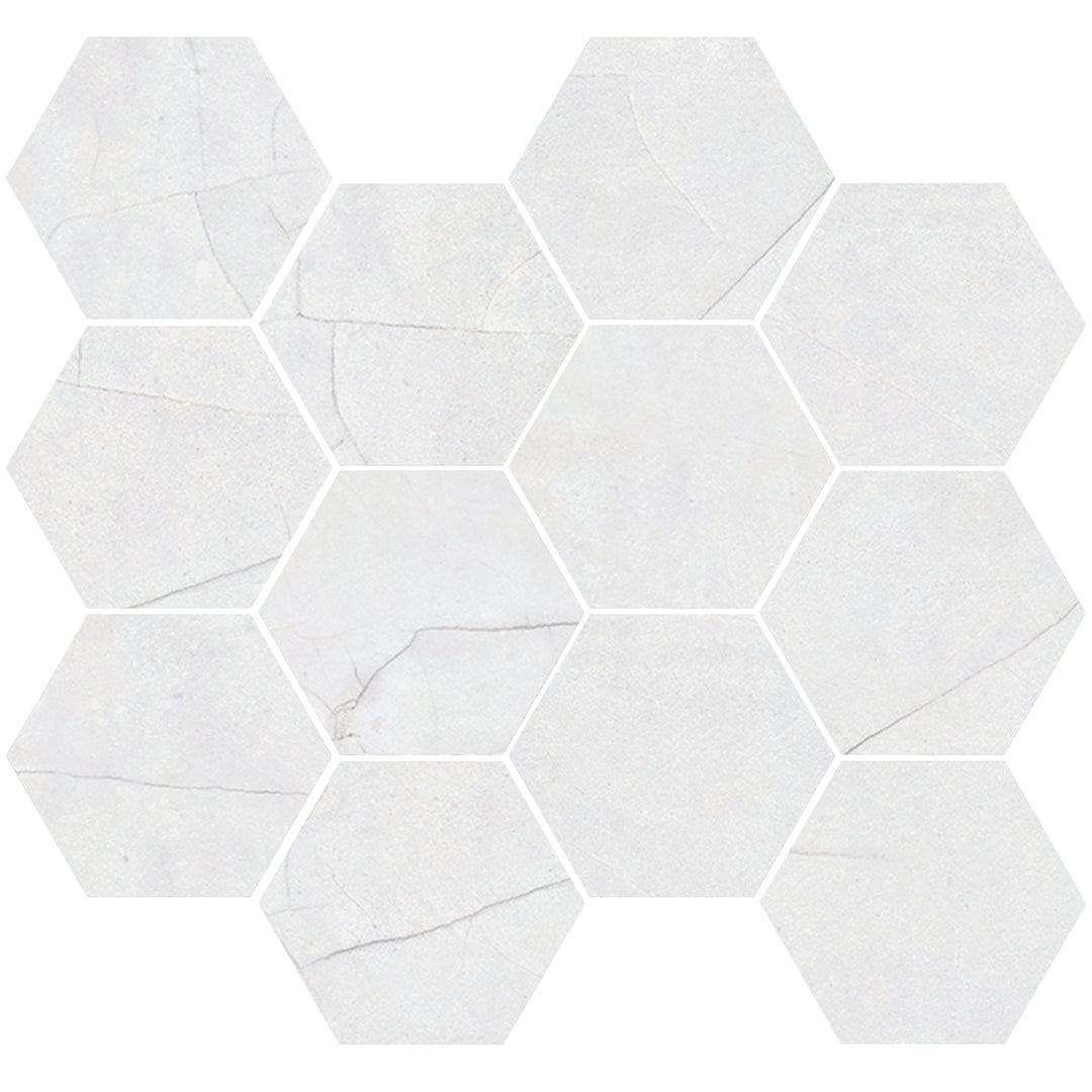 Mozaic Hexagonal Cracked White Natural 28 x 30 cm G-2143 Aparici
