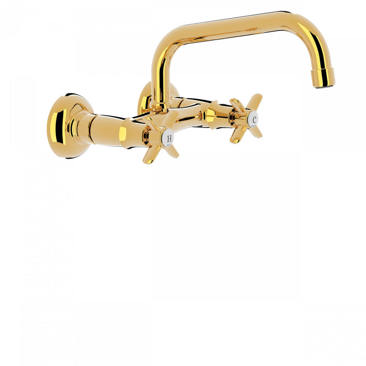 Baterie Lavoar Cu Montaj Pe Perete Auriu 24K Dual Control Kitchen Taps Tres 24221501OR