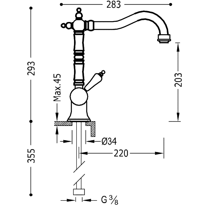 Baterie Lavoar Crom Folding Kitchen Taps Tres 24233401