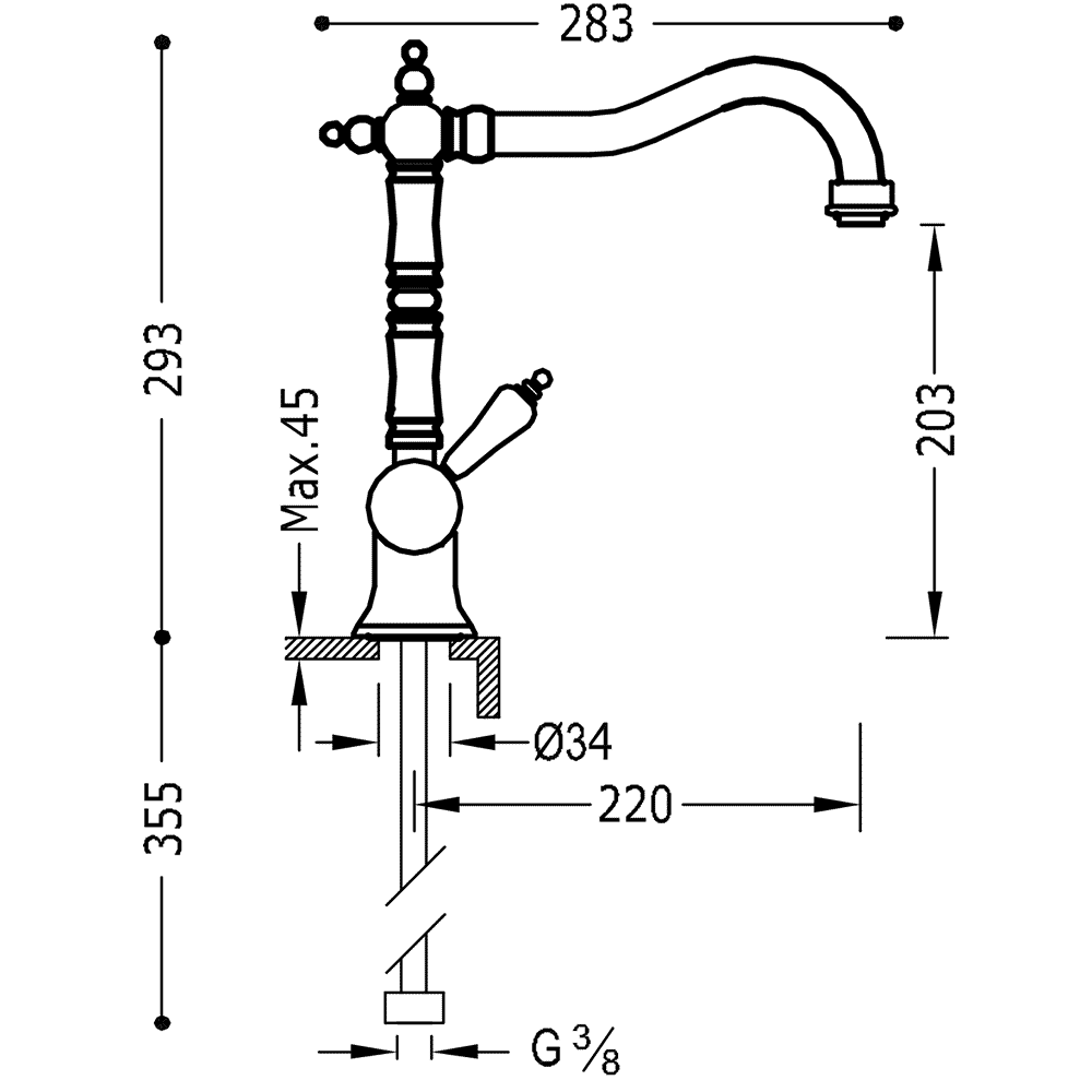 Baterie Alamă Finisaj Mat Folding Kitchen Taps 24233401LM